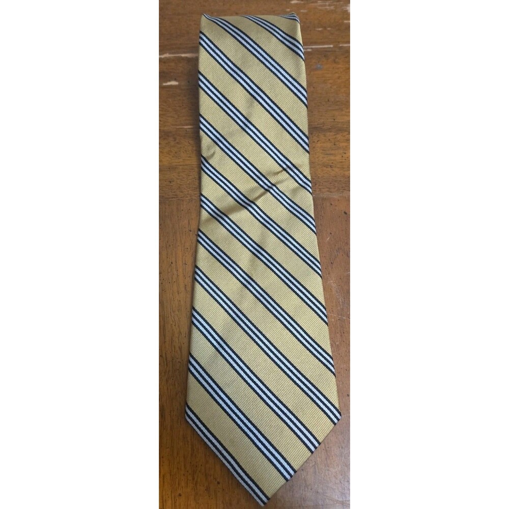Jos A Bank Executive Collection Tie Black Gold Stripe Silk 60" 3.5" Classic Vntg